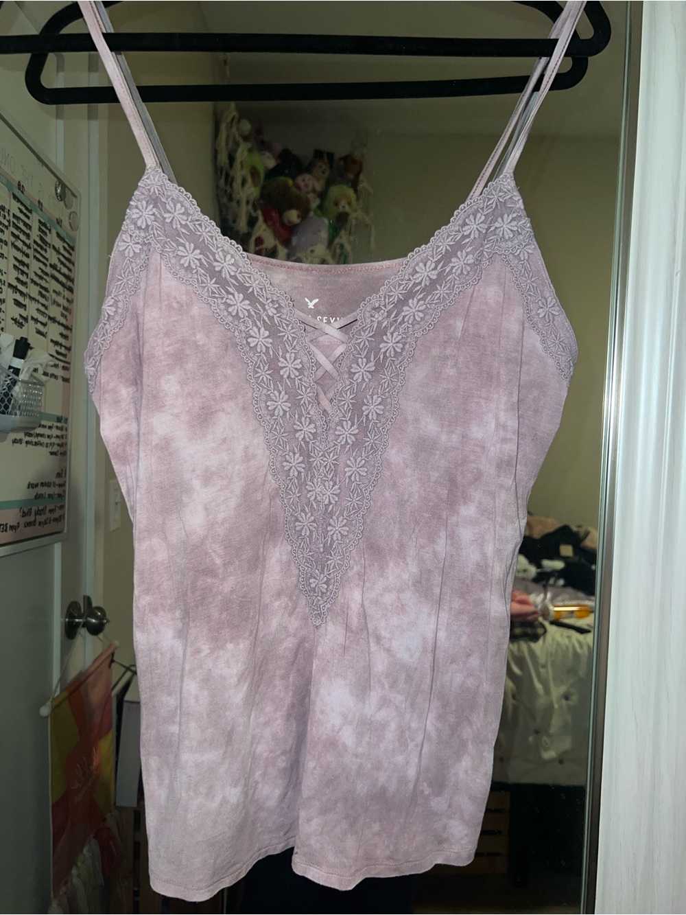 American Eagle Outfitters Dusty Mauve Lace-Trim Cami
